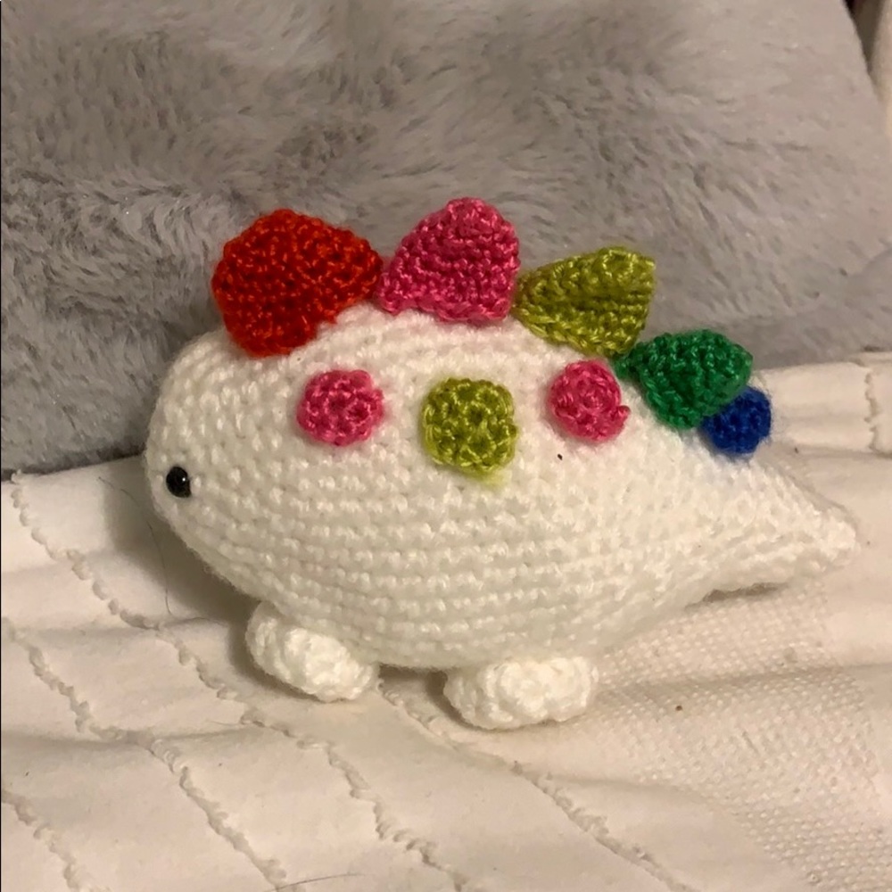 Cute handmade crochet rainbow dinosaur 🌈